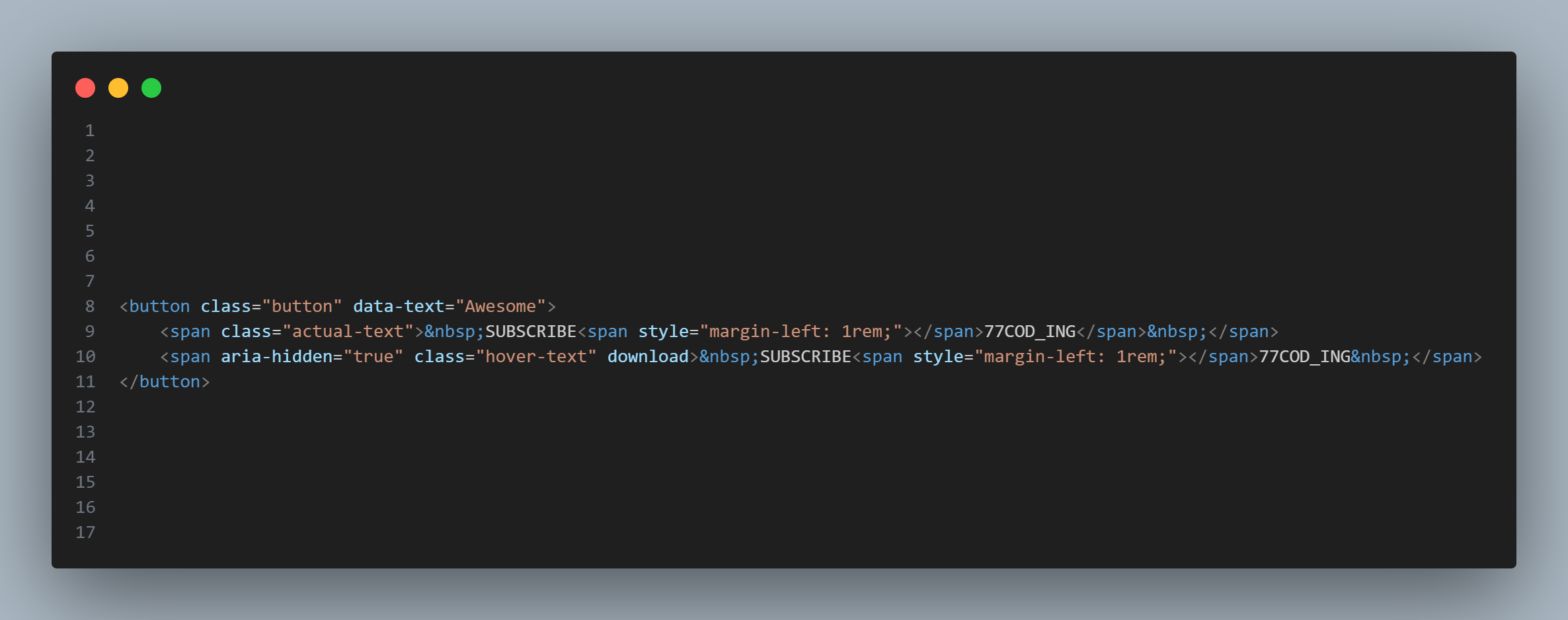 HTML structure for glowing button